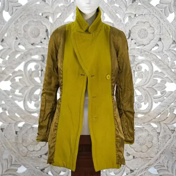 Burberry Blue Label Chartreuse Wool Cashmere Coat Women’s 38 Made in Japan